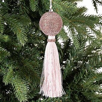 Rhinestone Ball With Tassel Pink 18 cm